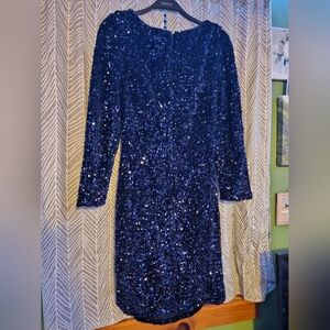 Elegant Blue Sequin Dress
